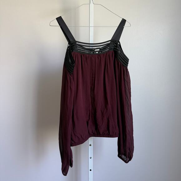 Guess by Marciano sz XS Burgundy‎ Y2k fairy cottage 100% Silk Top - Picture 9 of 9